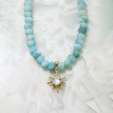 Ay Taşı & Amazonit Güneş Kolye