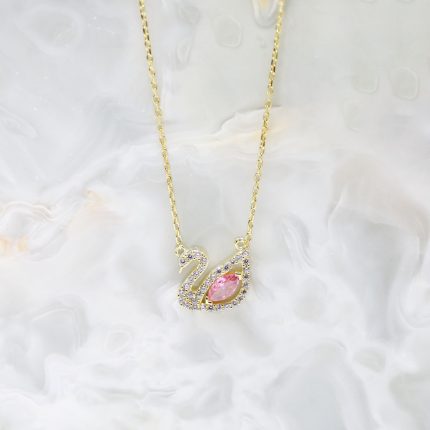 Pembe Damla Kuğu Kolye